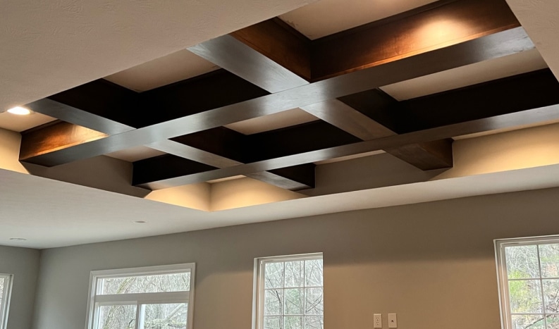 Elegant coffered ceiling design created by The Trim Wright.